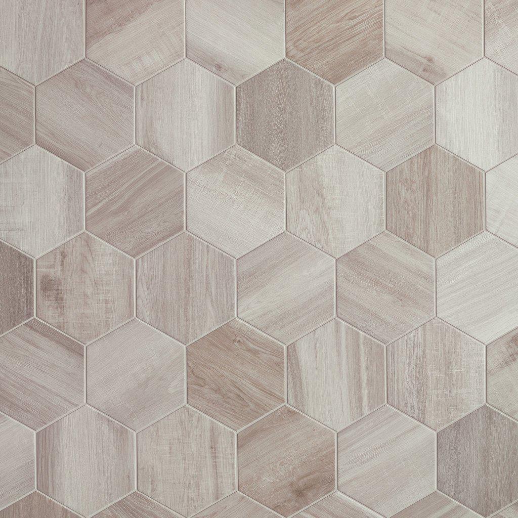 Job Lot (3.39m²) - Hexagon Wood Silver 24 x 27.7cm