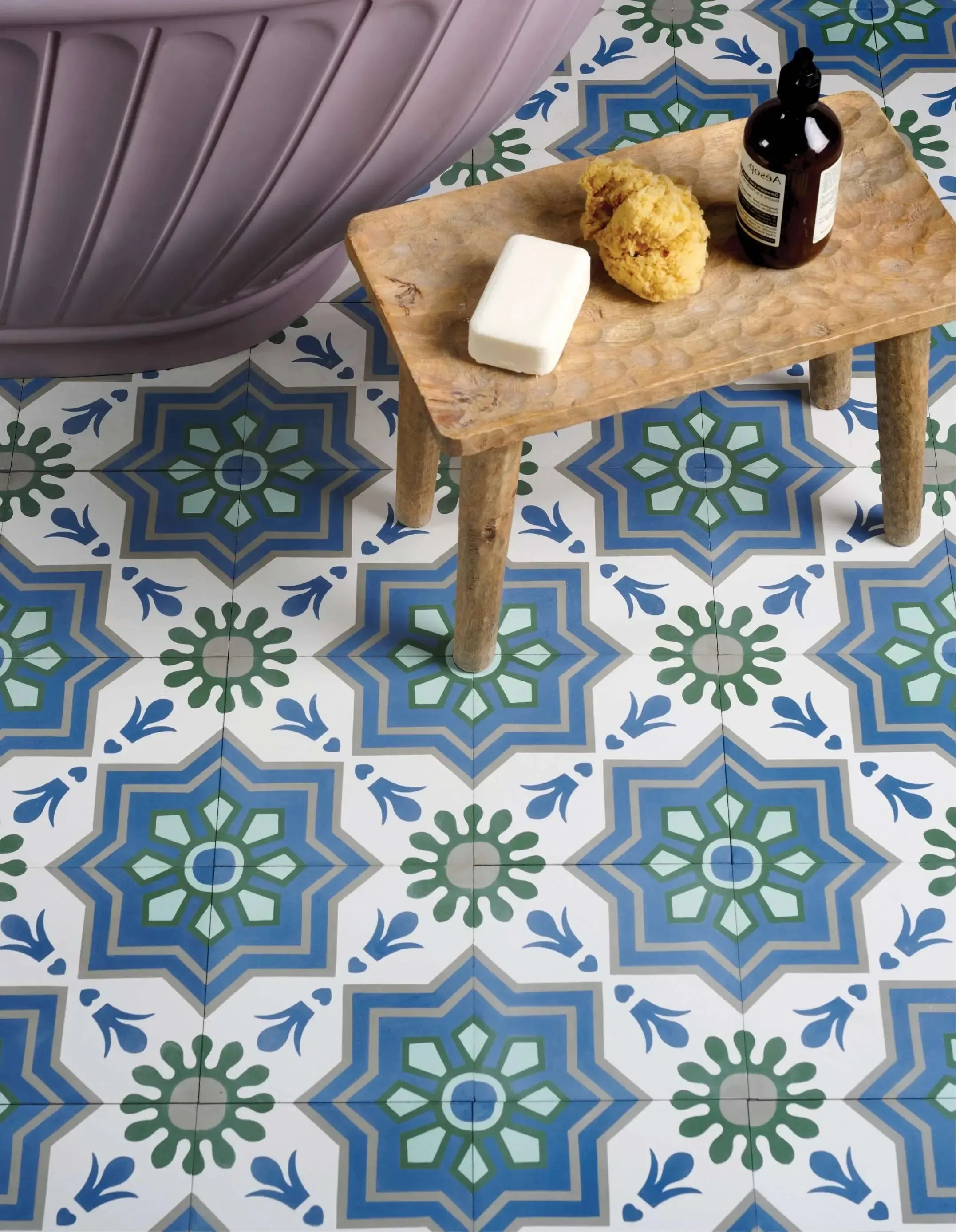 Teal Patterned Floor Tiles | Inspire Lisbon | Baked Tiles