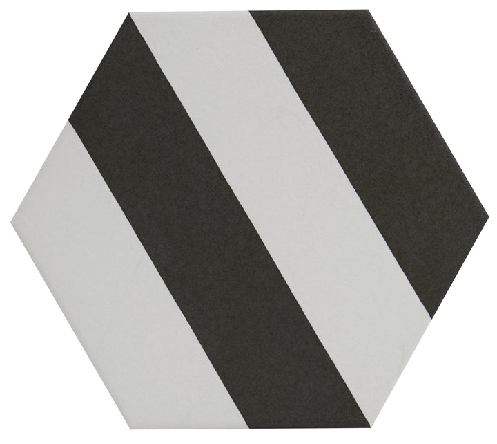Curated Hexagon Stripe Black 25cm x 21.8cm