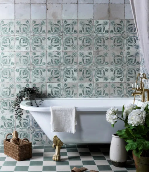 shop the look nostalgic patterned bathroom