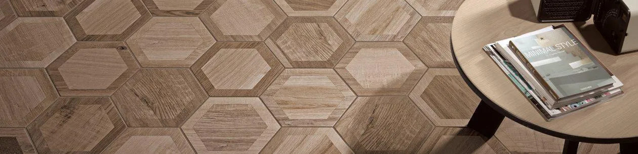 Baked Tiles Hexagon Wood Range - Geometric Wood Tiles