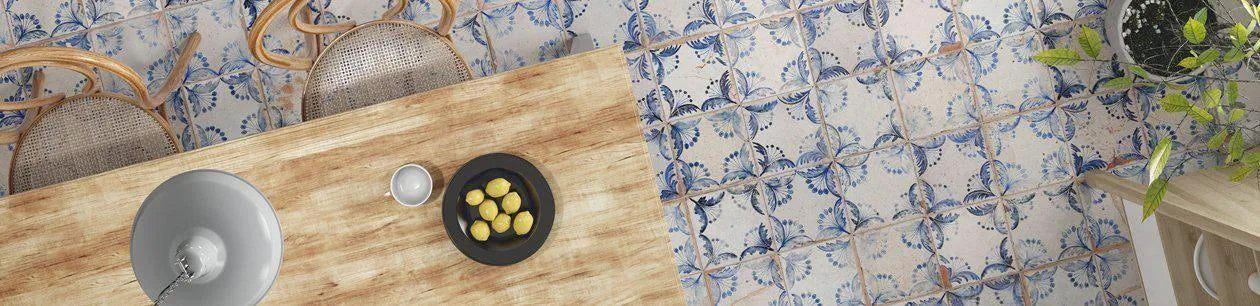 Baked Tiles Faded Delft Range: Heavily Distressed Durable Floor Tiles