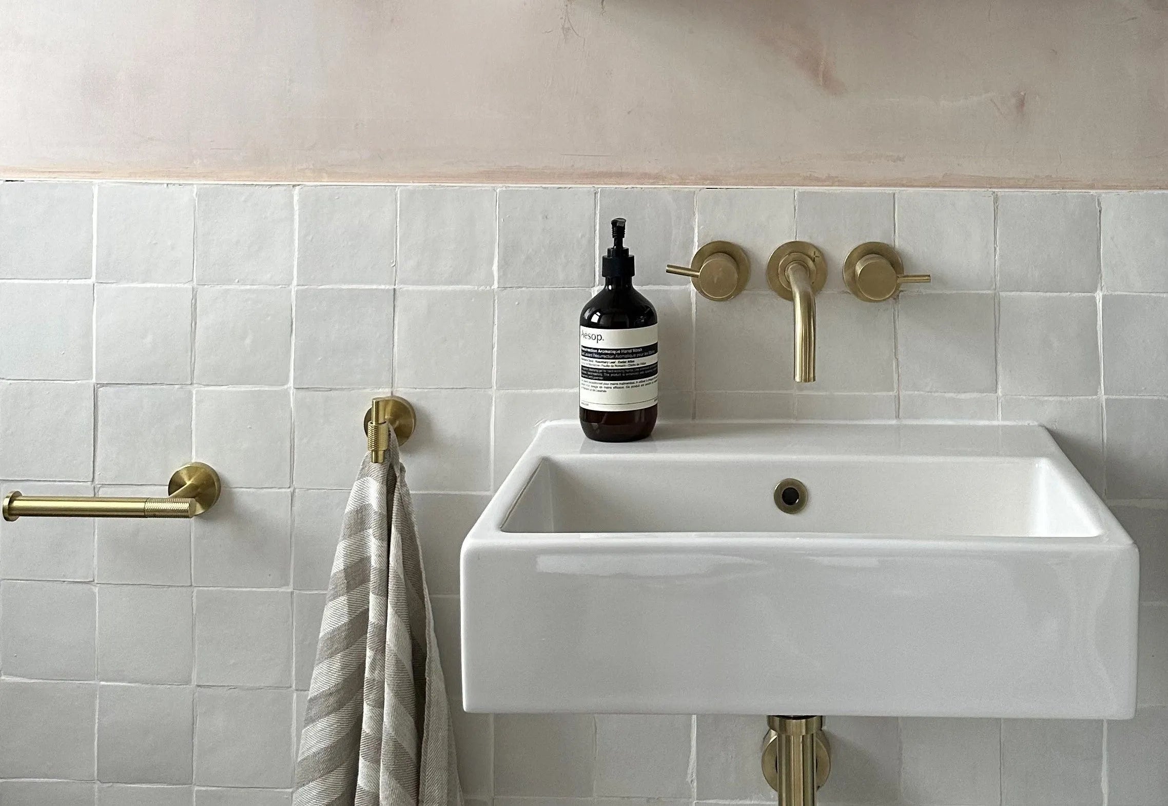 white bathroom tiles