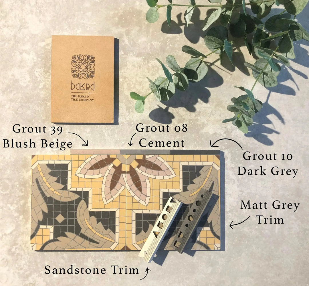 1860 bath spa mosaic leaf decor 15cm x 15cm