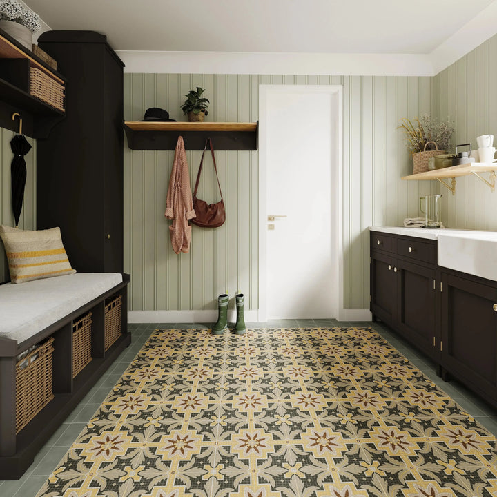 1860 Bath Spa Mosaic Leaf Decor 15cm x 15cm