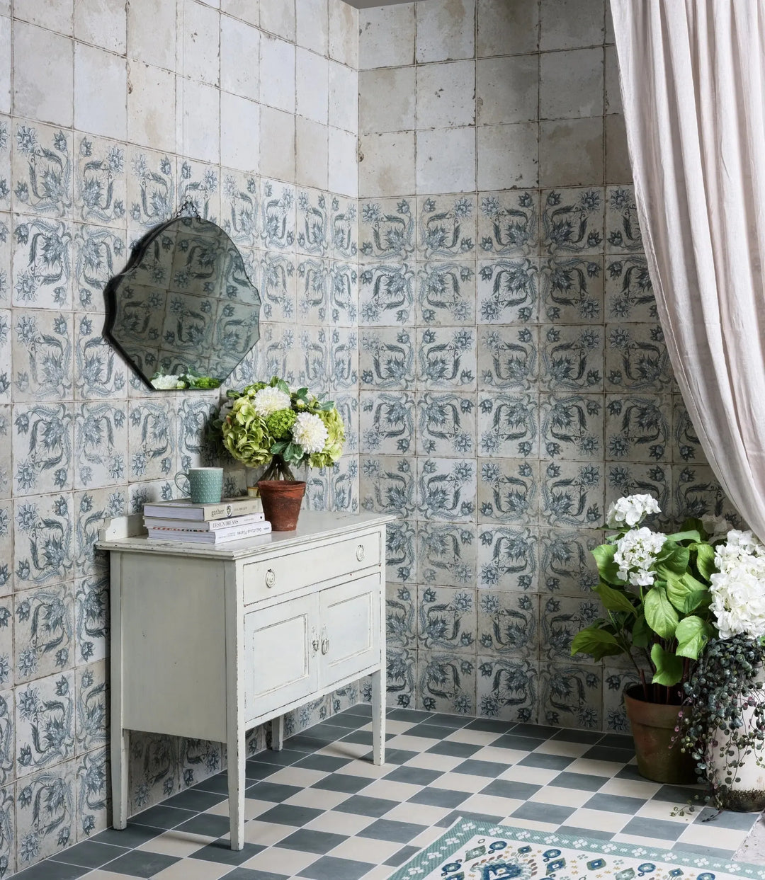 1860 green grey 15cm x 15cm bathroom