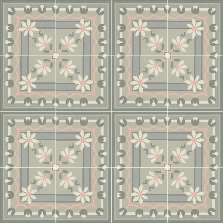 1860 Kensington Gardens Corner Tile | Pink Encaustic Tiles – Baked 1860 Kensington Gardens Corner Tile | Pink Encaustic Tiles – Baked