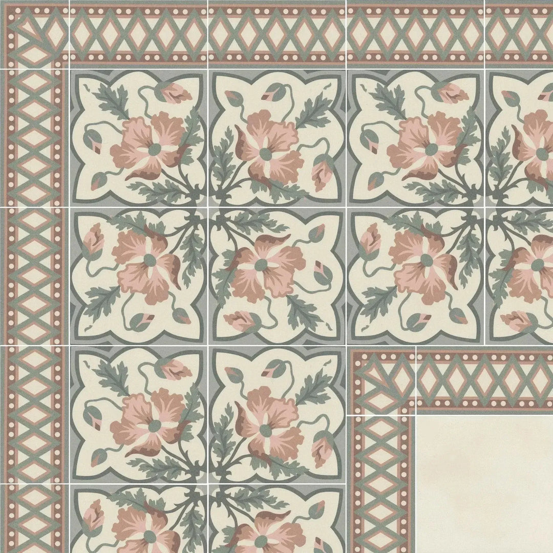 Floral Encaustic Look Porcelain Tile Baked Tiles floral-encaustic-look-porcelain-tile-baked-tiles