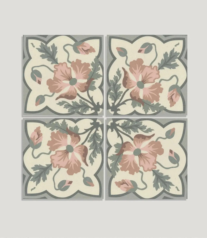 Floral Encaustic Look Porcelain Tile Baked Tiles floral-encaustic-look-porcelain-tile-baked-tiles
