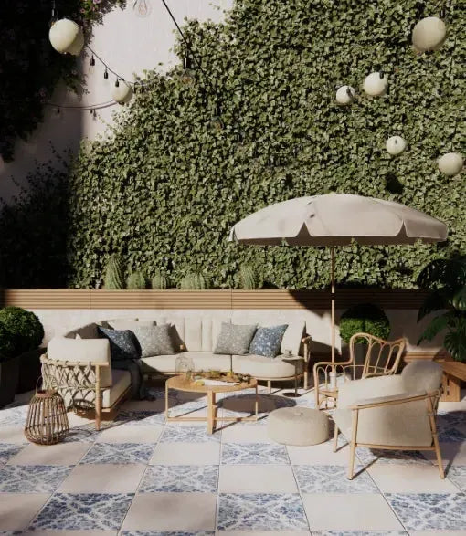  Alfresco Faded Rose Blue Paver by Baked Tiles featured in an outdoor space