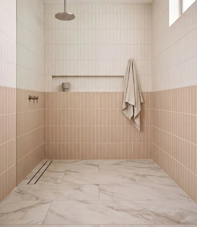 arcadia plaster 5 x 25cm brushed marble bianco 59 5cm x 119 2cm arcadia linen 5 x 25cm