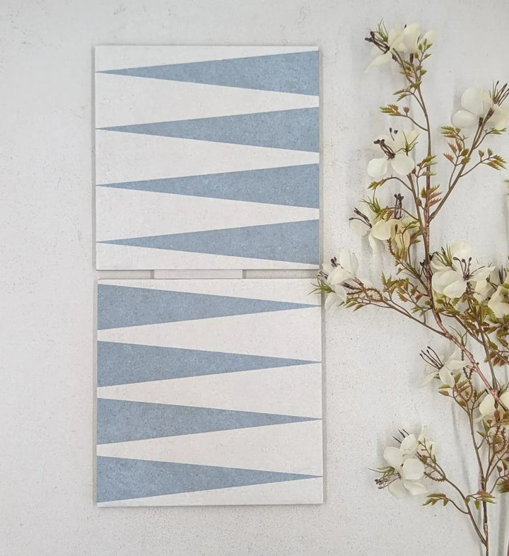 backgammon blue 20cm x 20cm baked tiles