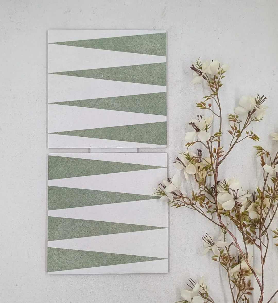 backgammon green 20cm x 20cm baked tiles
