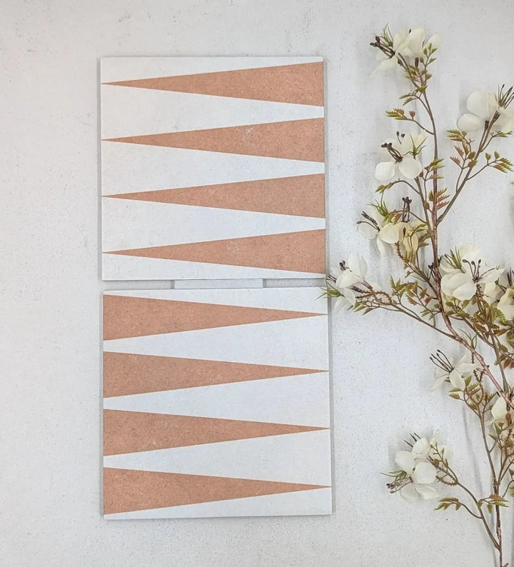 backgammon terracotta 20cm x 20cm baked tiles