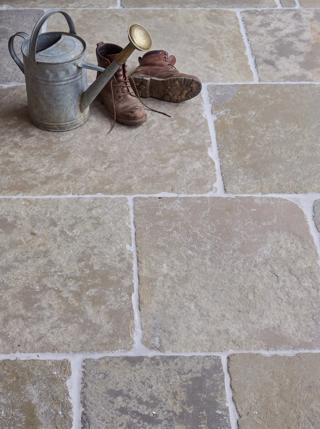 bibury stone lechlade limestone aged 56cm x random bibury stone lechlade limestone aged detail watering can and boots