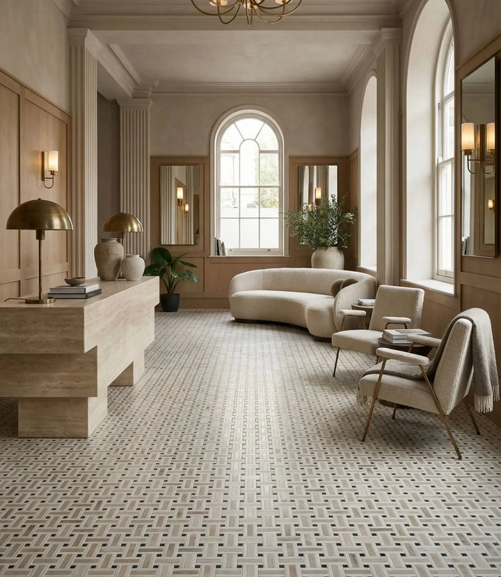 Brushed Marble Basketweave Mosaic Oro 31.5cm x 31.5cm