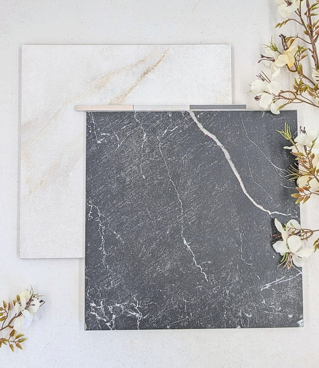 brushed marble nero 29 5cm x 29 5cm baked tiles