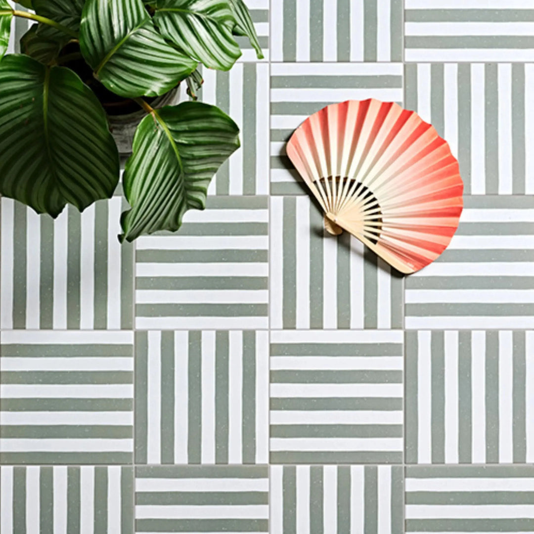 Curated Candy Stripe Sage 20cm x 20cm