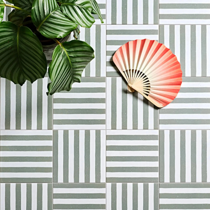 Curated Candy Stripe Sage 20cm x 20cm