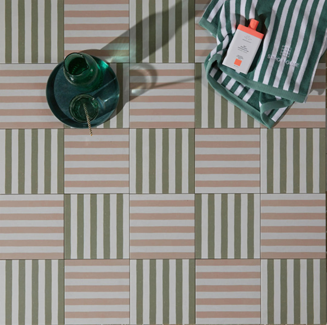  Curated Candy Stripe Sage 20 X 20cm by Baked Tiles featured in a beautiful interior