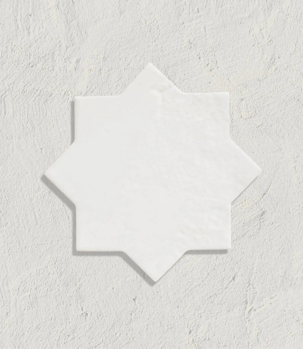 curated-casablanca-cross-white-15-5-x-15-5cm | Curated Casablanca Star White by Baked Tiles featured in a luxury bathroom