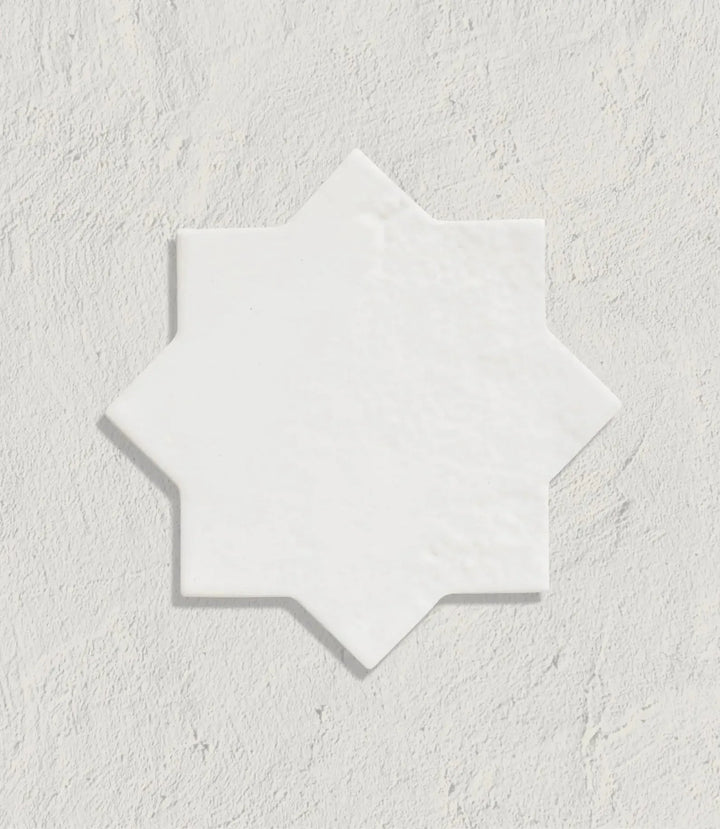 curated-casablanca-cross-white-15-5-x-15-5cm | Curated Casablanca Star White by Baked Tiles featured in a luxury bathroom