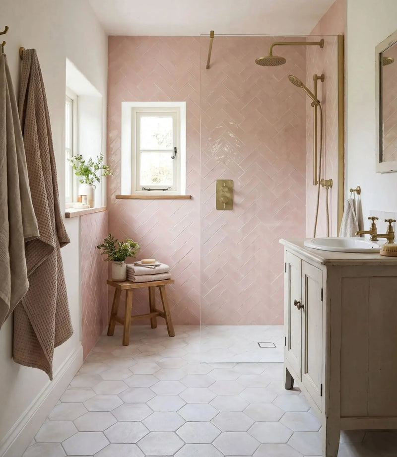 cottage pink sands gloss 7 5cm x 15cm floor tile