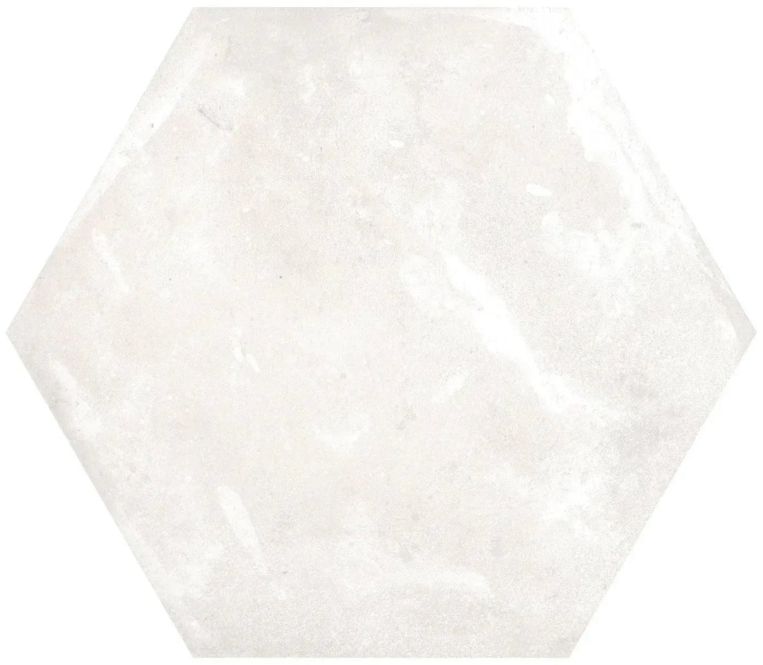 Country Hexagon White Terracotta 14cm x 16cm - Out