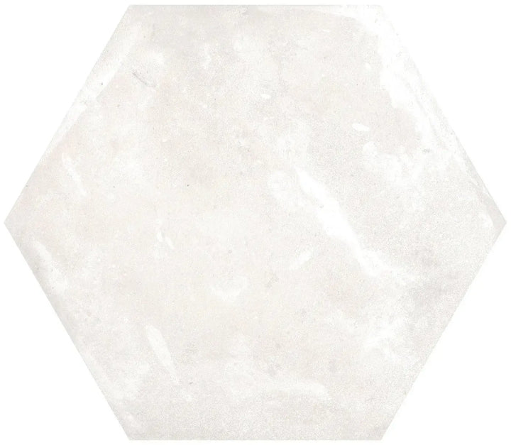 Country Hexagon White Terracotta 14cm x 16cm - Out