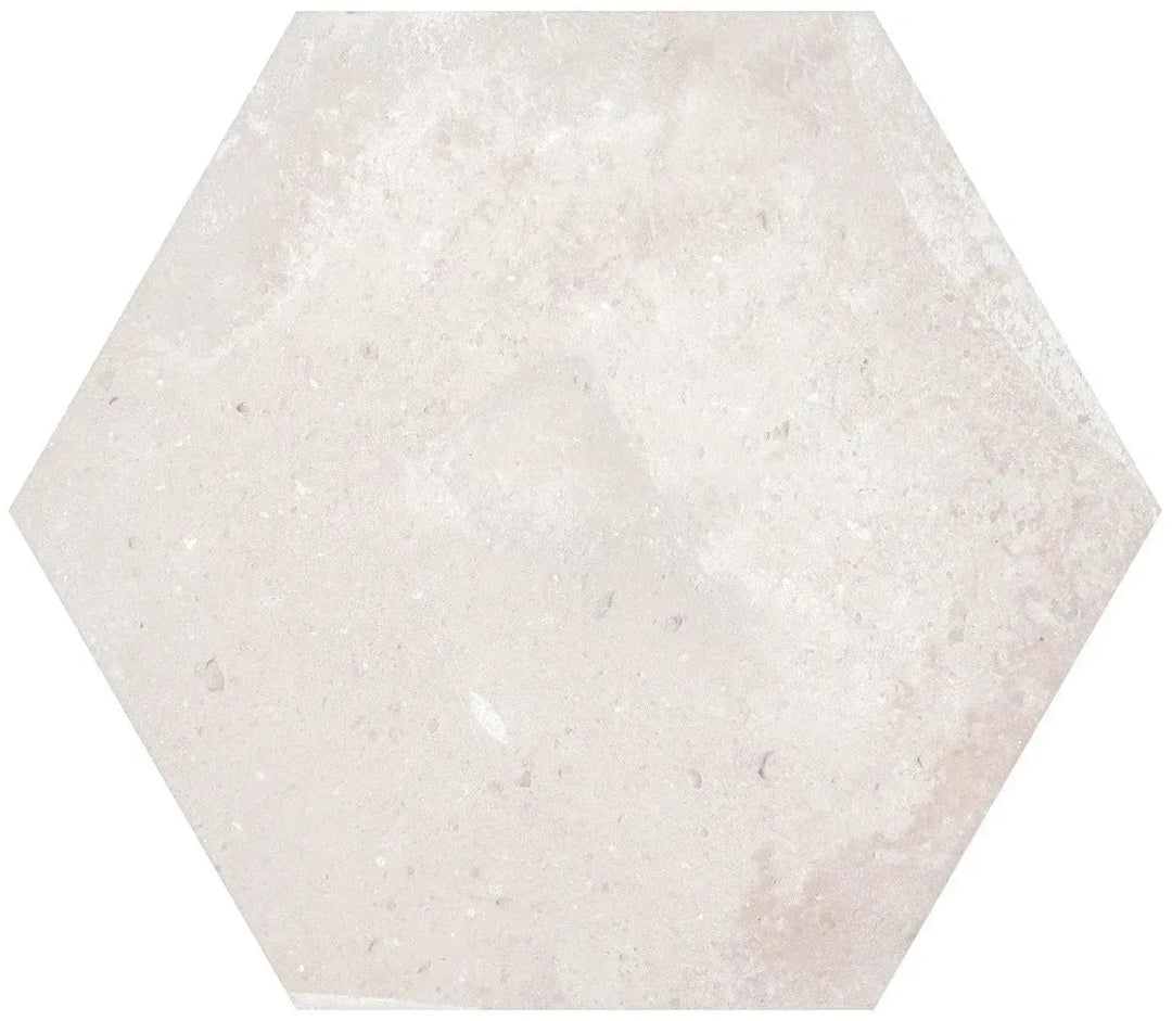 Country Hexagon White Terracotta 14cm x 16cm - Out