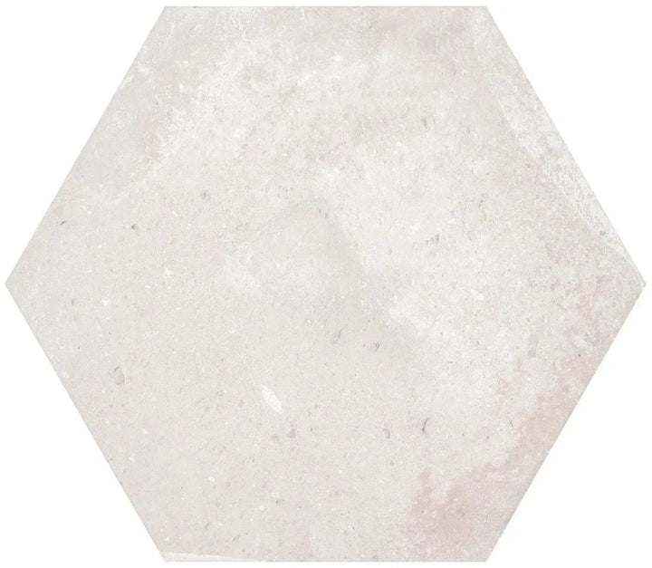 Country Hexagon White Terracotta 14cm x 16cm - Out