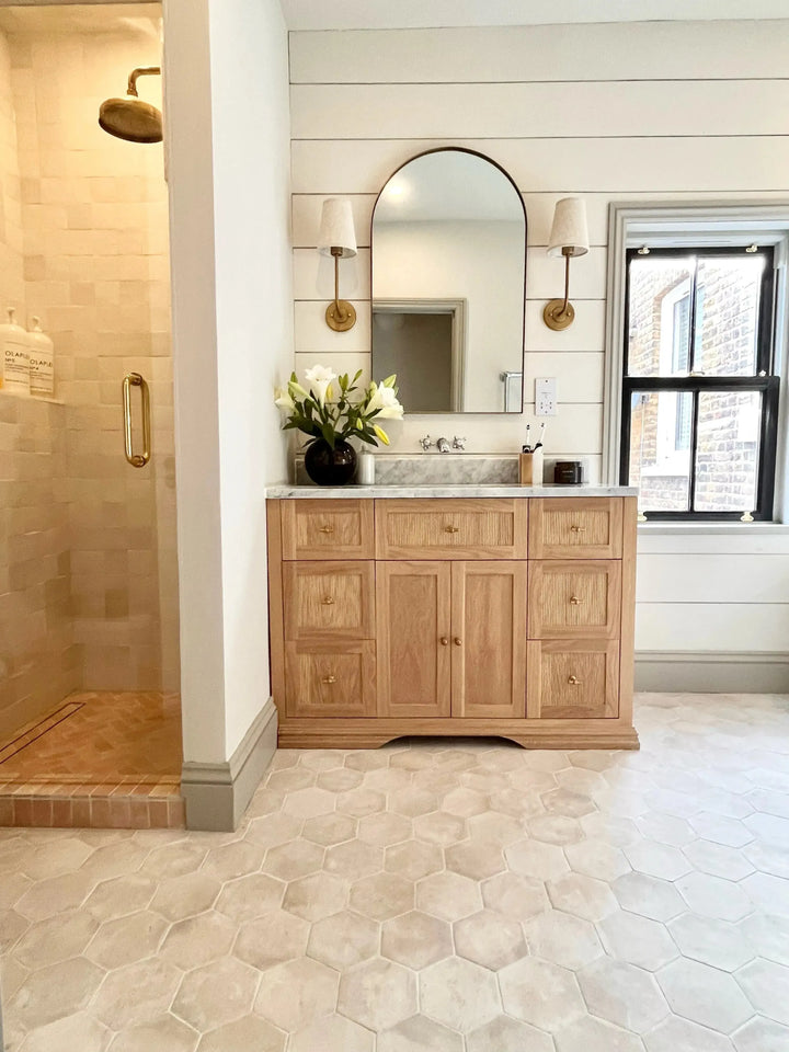 Country Hexagon White Terracotta 14cm x 16cm