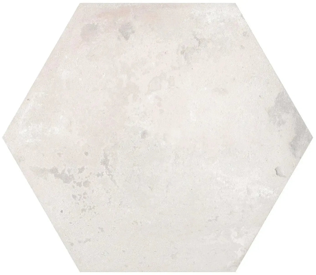 Country Hexagon White Terracotta 14cm x 16cm - Out
