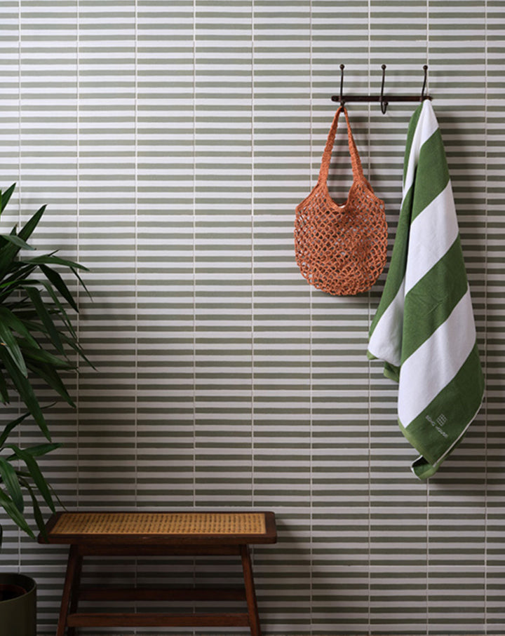 Curated Candy Stripe Sage 20cm x 20cm