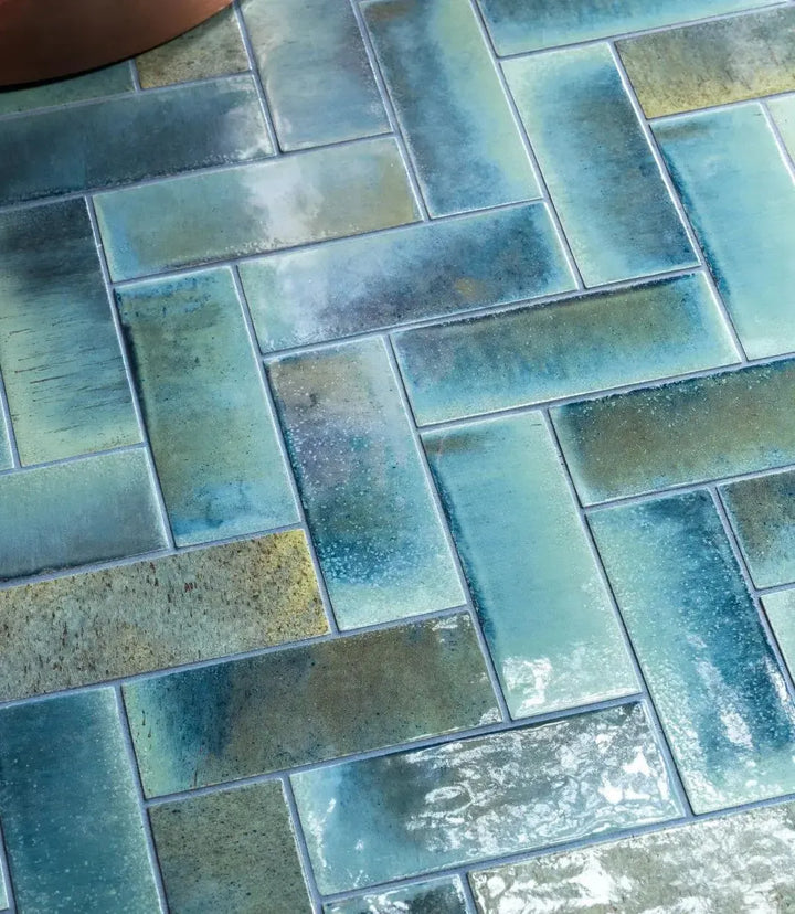 curated elan ocean blue green gloss 7 5 x 20cm