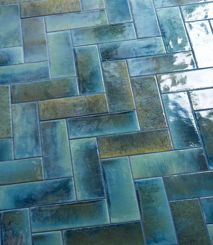 curated elan ocean blue green gloss 7 5 x 20cm