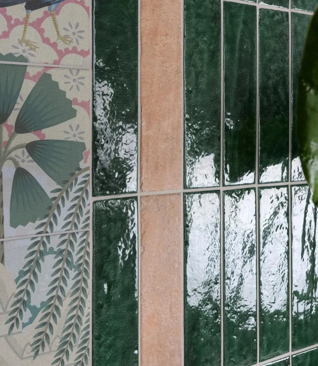  Curated Exquisite Terracotta Parquet Forest Green Gloss 7 X 28cm by Baked Tiles