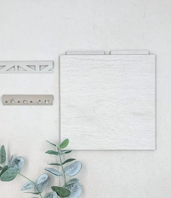 12-5mm-whisper-grey-square-edge-trim-2-5m-length, 12mm-l-shape-sandstone-tile-trim-2-5m-length, kerakoll-fugabella-color-grout-04-soft-shadow-3kg, kerakoll-fugabella-color-grout-03-pearl-3kg | Baked Tiles