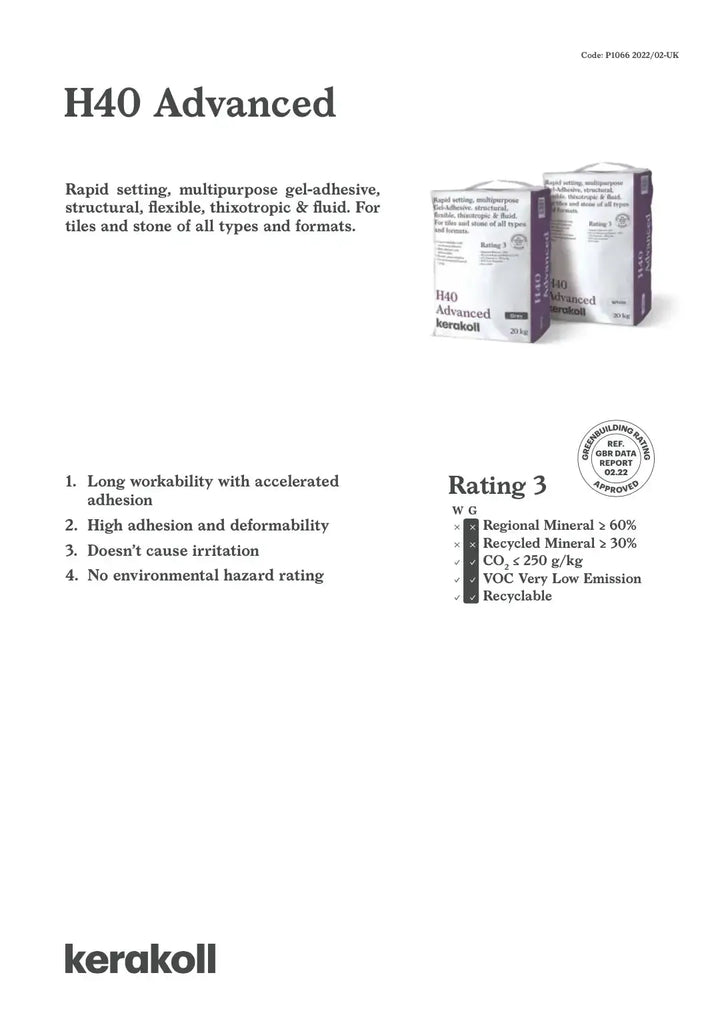 H40 Advanced Adhesive 20Kg - Grey