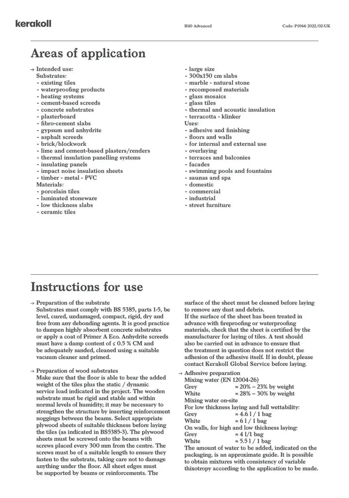 H40 Advanced Adhesive 20Kg - Grey