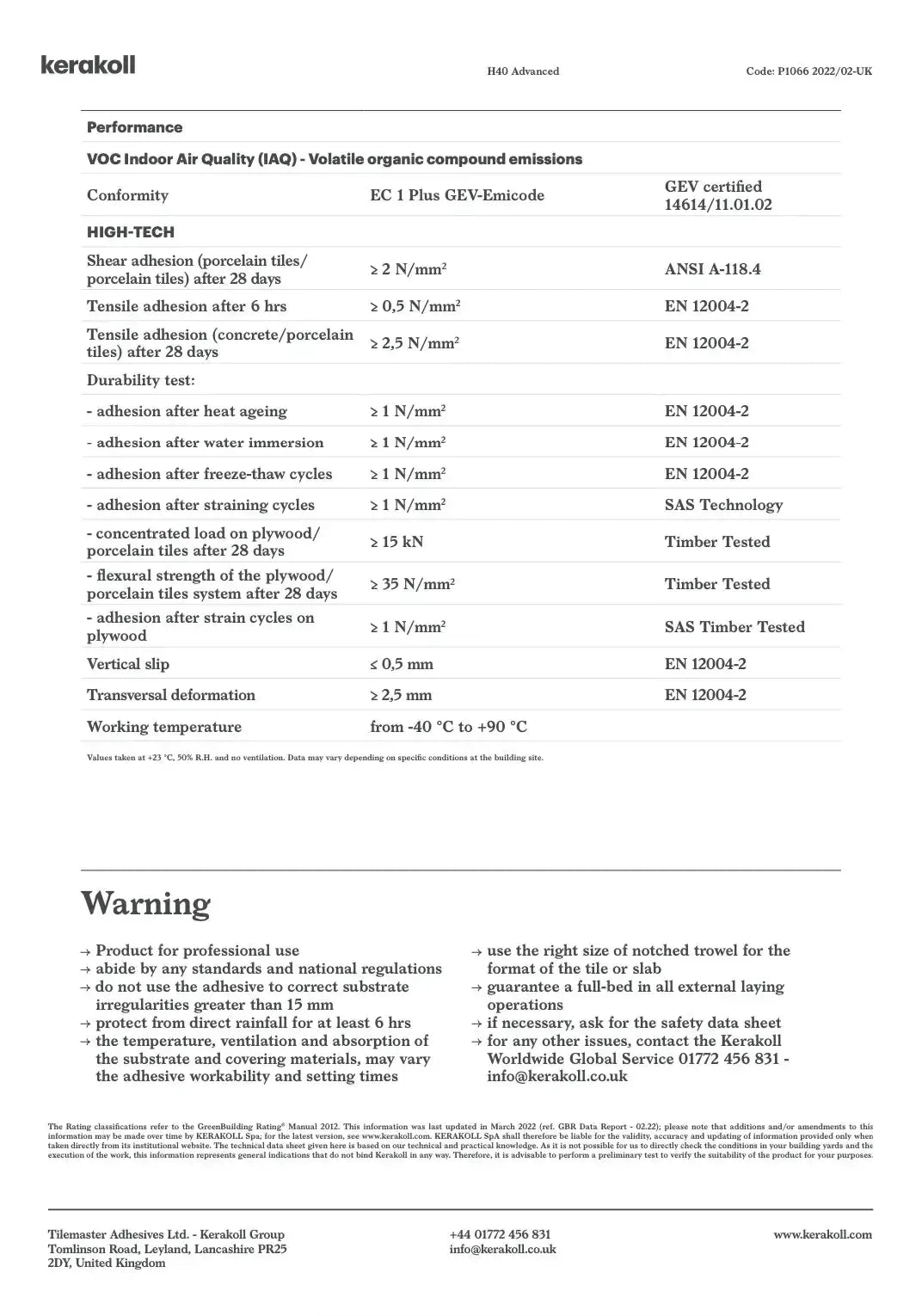 H40 Advanced Adhesive 20Kg - Grey