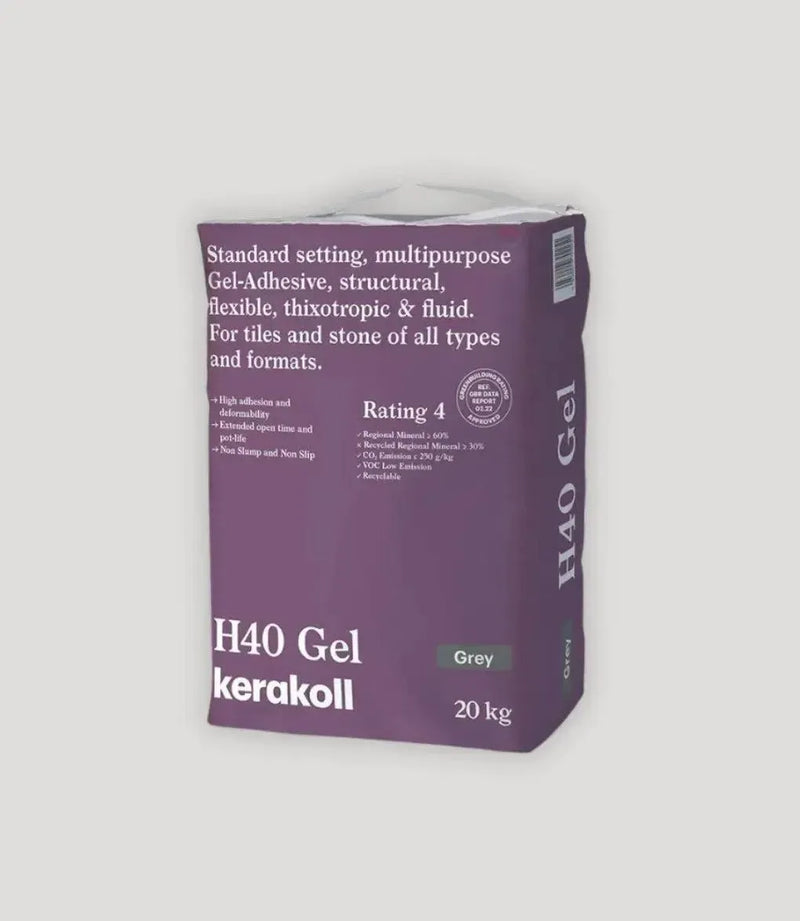 h40 gel adhesive 20kg grey