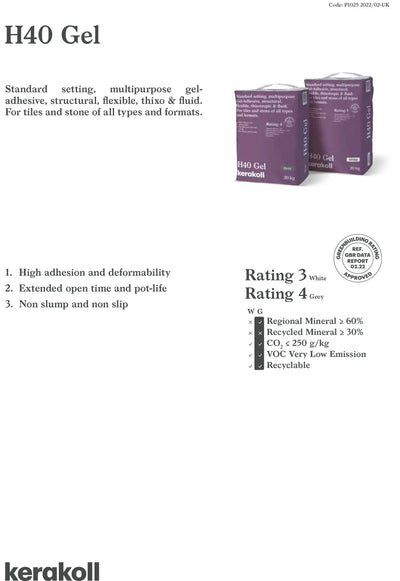 h40 gel adhesive 20kg white