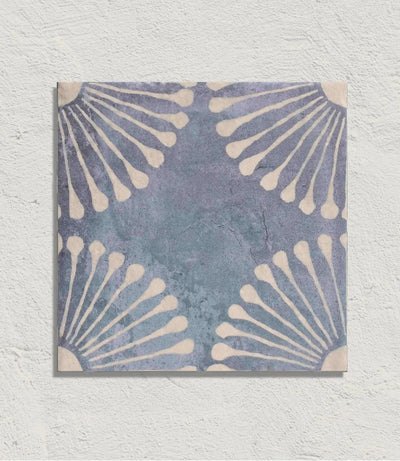 havana nights fan indigo 20cm x 20cm curated havana nights fan indigo by baked tiles featured in a luxury bathroom