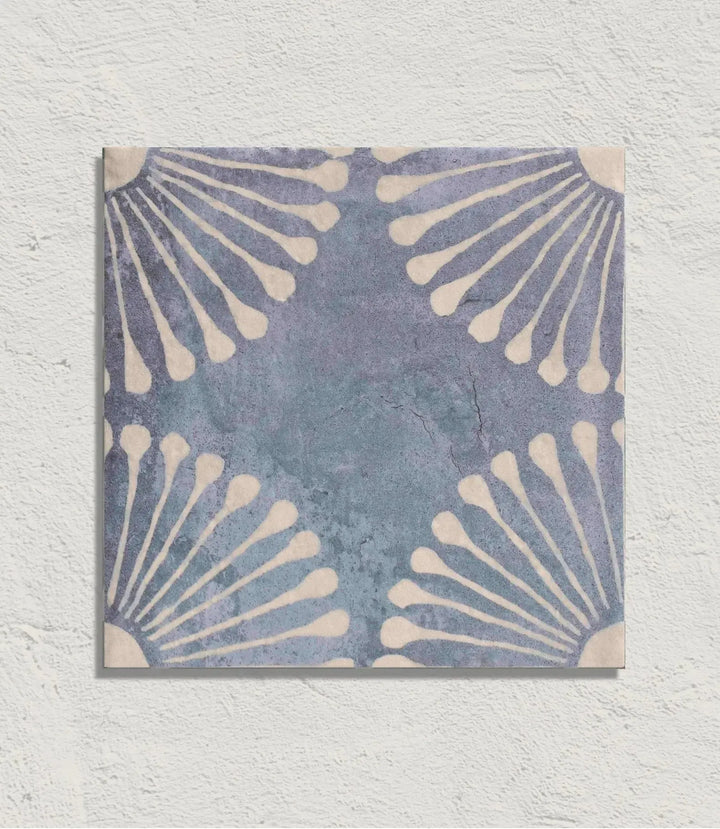 curated-havana-nights-indigo-plain-20cm-x-20cm | Curated Havana Nights Fan Indigo by Baked Tiles featured in a luxury bathroom