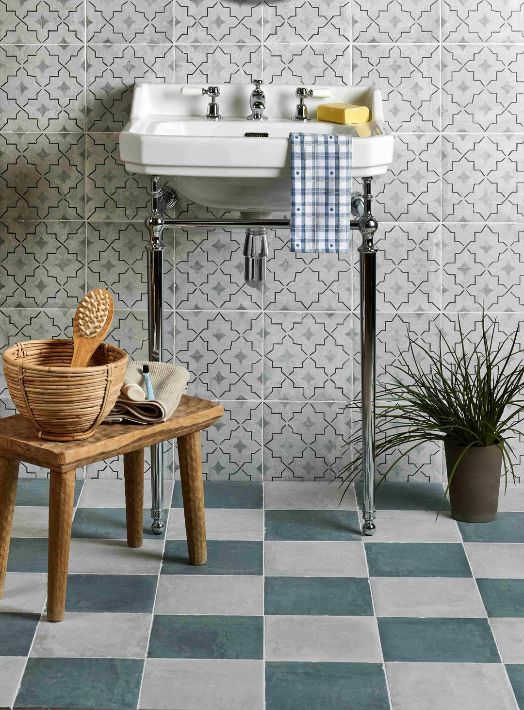 havana nights pearl plain 20cm x 20cm curated havana nights pearl plain by baked tiles featured in a luxury bathroom