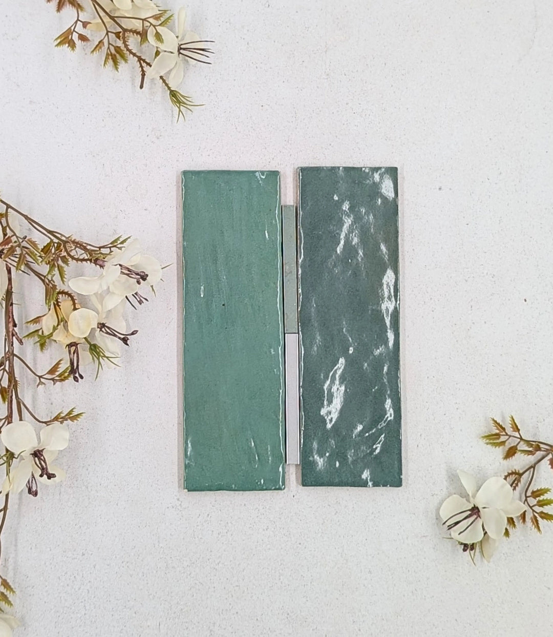 haven green 20cm x 6 5cm baked tiles