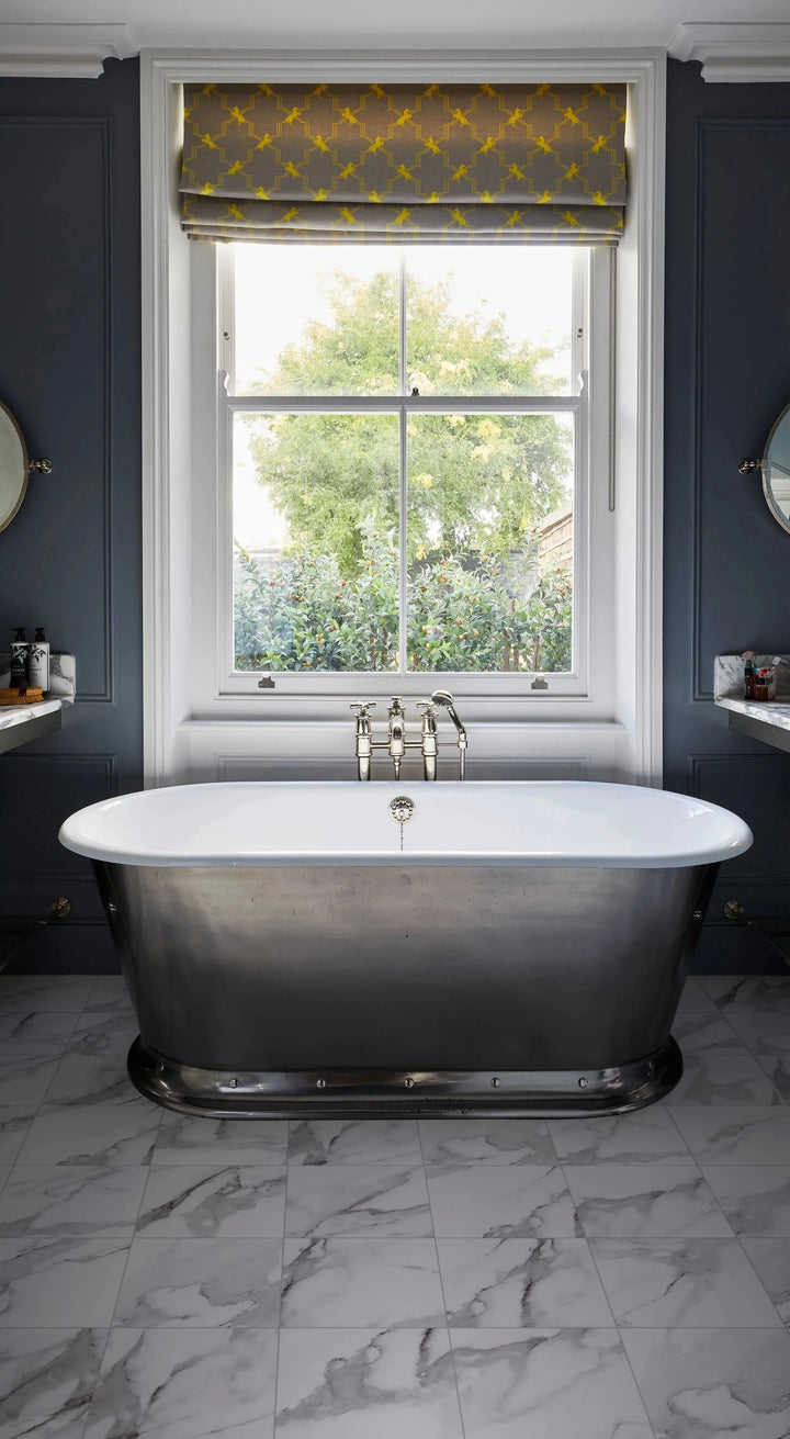 curated-heritage-marble-black-20-x-20cm | Curated Heritage Marble White 20 X 20cm by Baked Tiles featured in a luxury bathroom