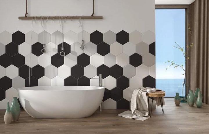 Job Lot (4.4m²) - Hexagon Palette Black 25.8 x 29cm