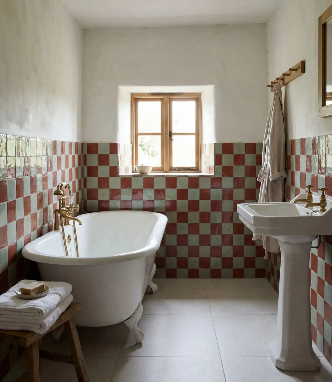 journeyman zellige clay red 10cm x 10cm bathroom
